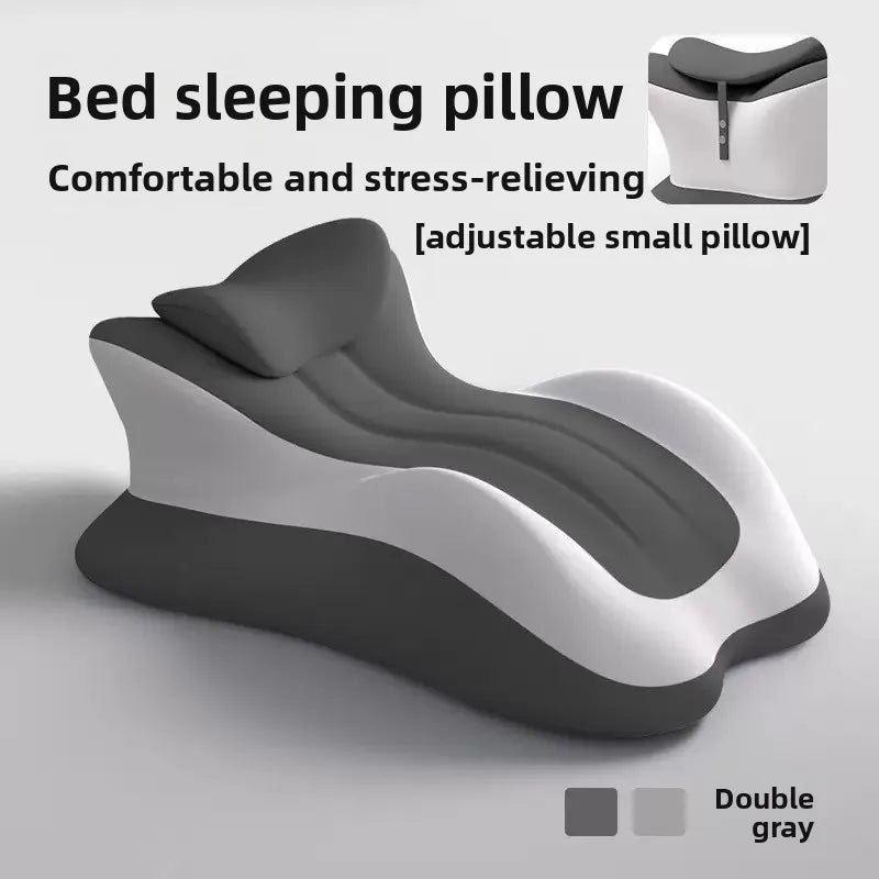 Memory foam bed wedge pillow by Showlu for acid reflux and back pain relief, shown in a cozy bedroom setting.