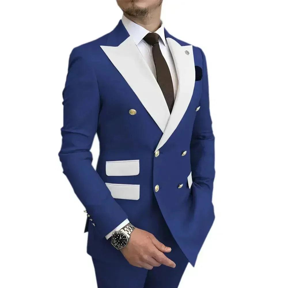 Men's double-breasted blazer and matching pants suit by SHOWLU FASHION, tailored fit, in classic black fabric.