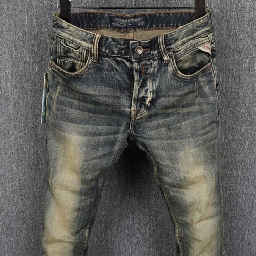 2023 Spring and Autumn New Classic Fashion Retro Elastic Jeans Men's Casual Comfort Large Size High-Quality Small Foot Pants