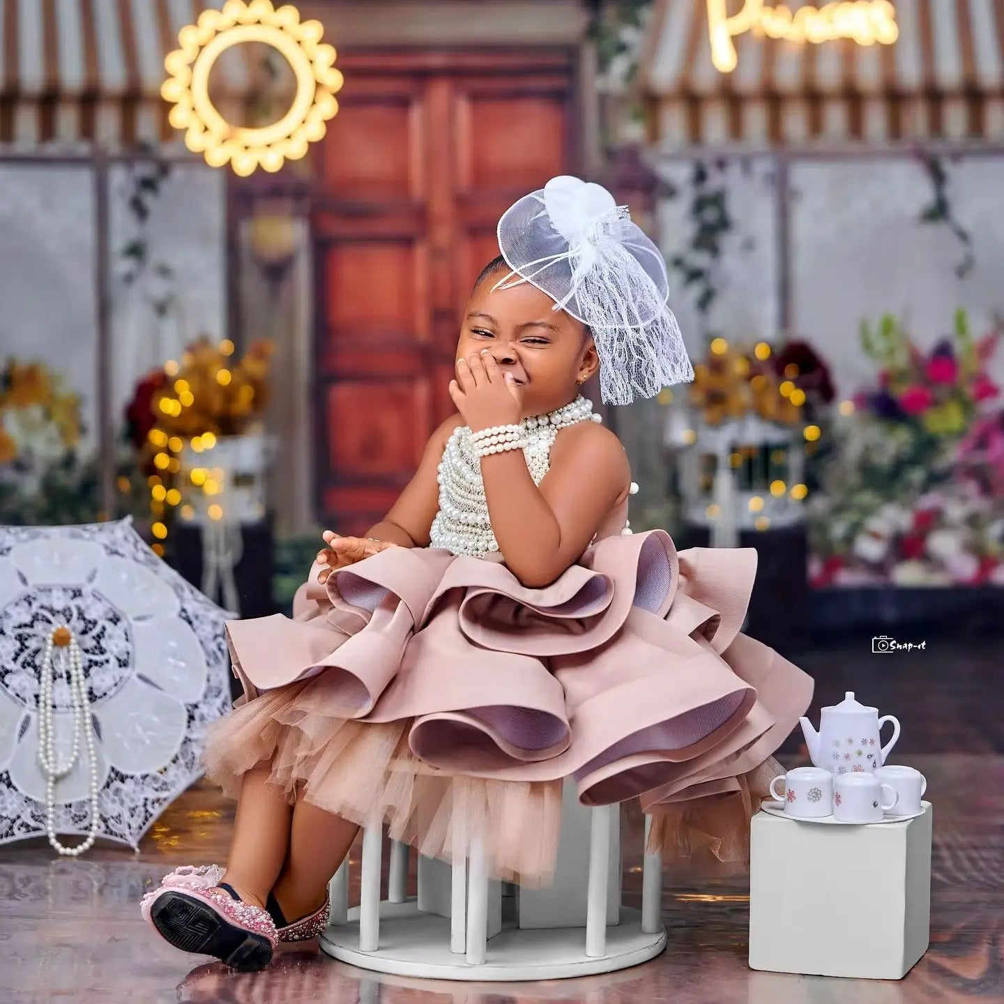 Luxury Pearls Flower Girl Dresses for Wedding Customized Kids Birthday Party Dress Princess Pageant Photoshoot Gowns