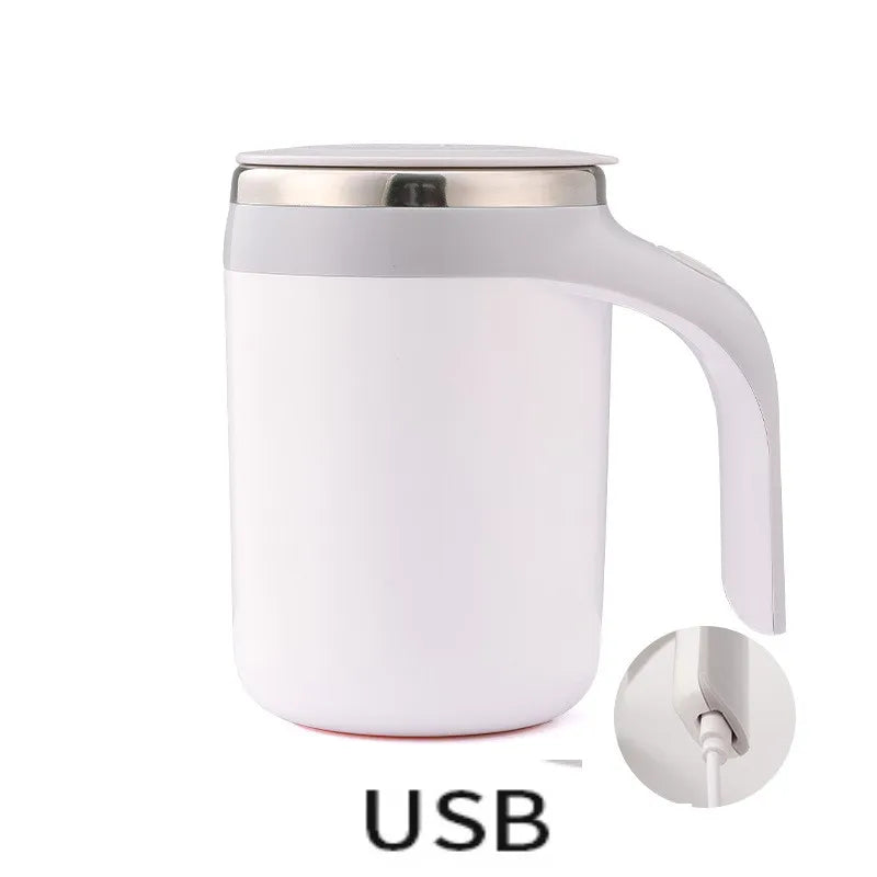 SHOWLU rechargeable stainless steel automatic stirring coffee mug with lid, designed for easy mixing and hot beverage enjoyment