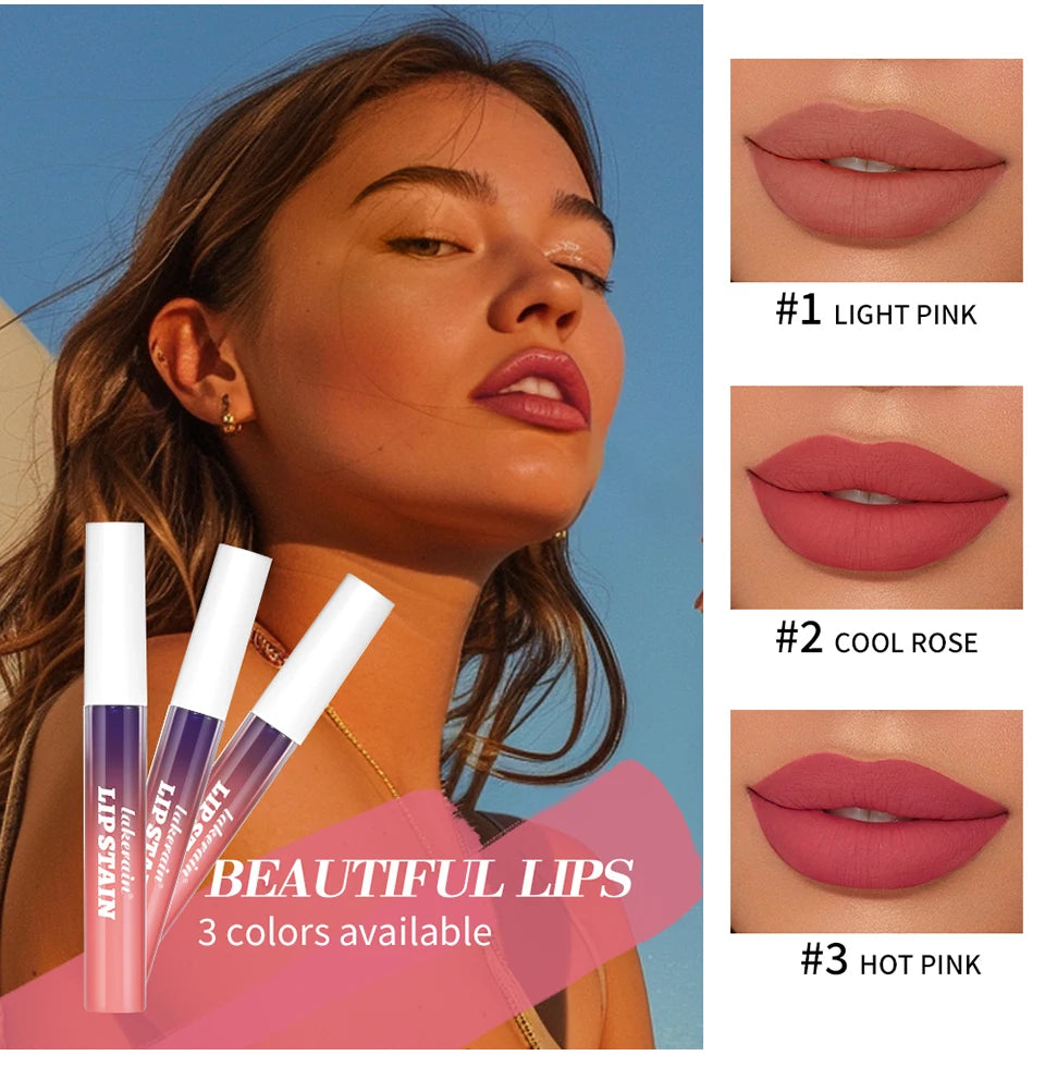 Showlu Smart General peel-off waterproof lip stain in a vibrant shade, showcasing smooth, glossy lips with a glossy finish.