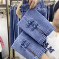 2025New Spring Autumn High Elasticity Women Jean Korean Loose Straight Ankle-Length Cowboy Pants Female Extends Denim Pants Lady