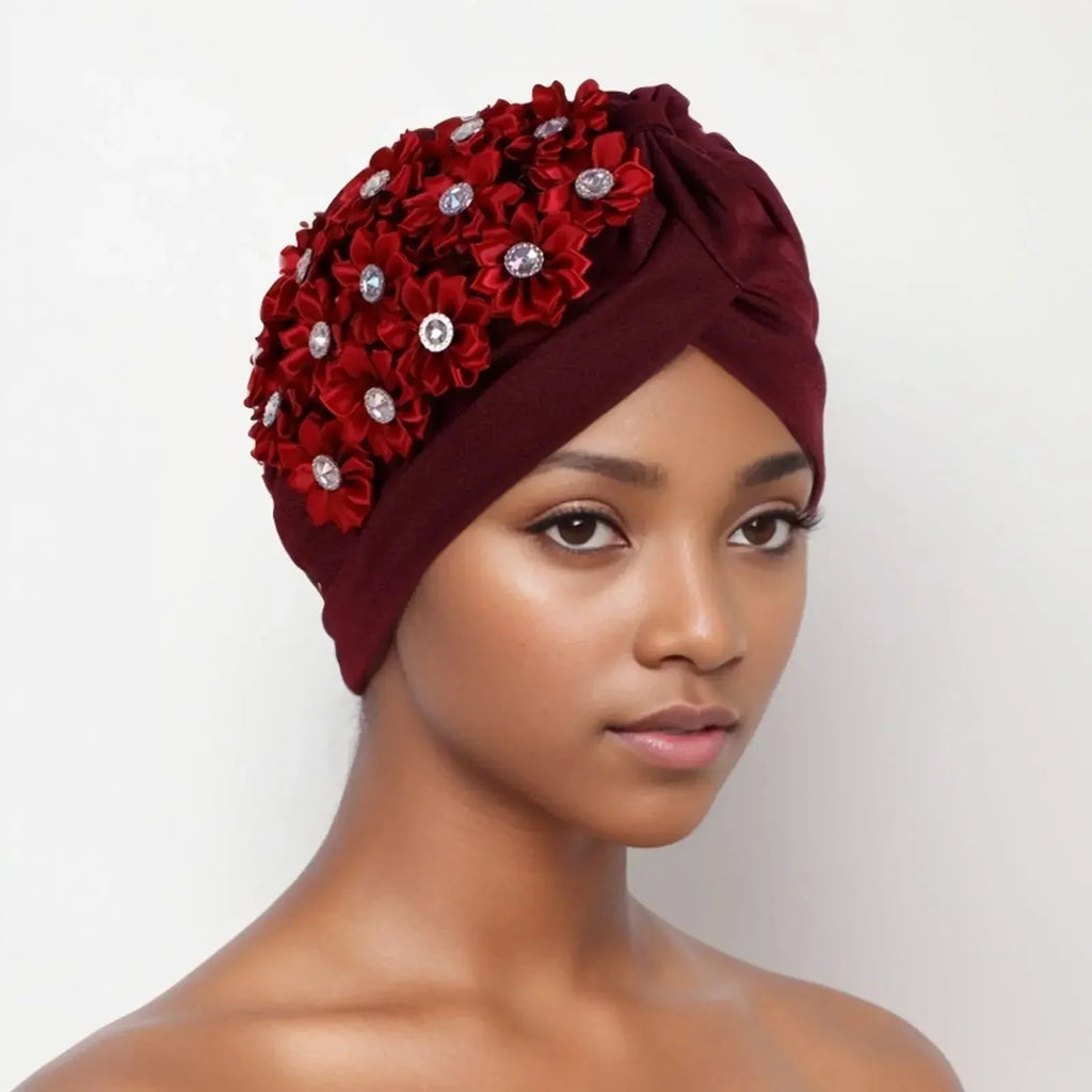 Showlu Fashion women's diamond pleated turban hijab chemo cap wrap, stylish and comfortable head covering for women.