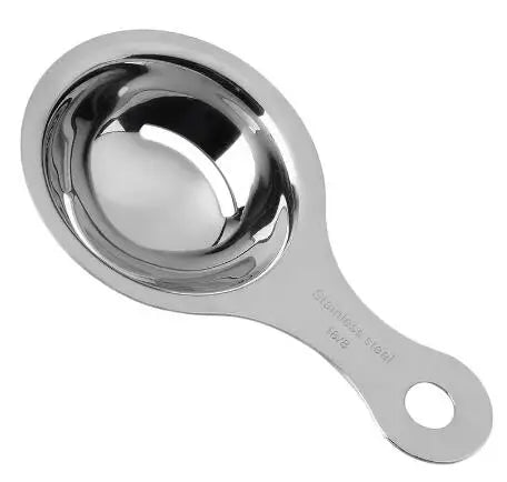 Stainless steel egg white separator spoon by Showlu Smart General, with a sleek design for easy egg white separation.
