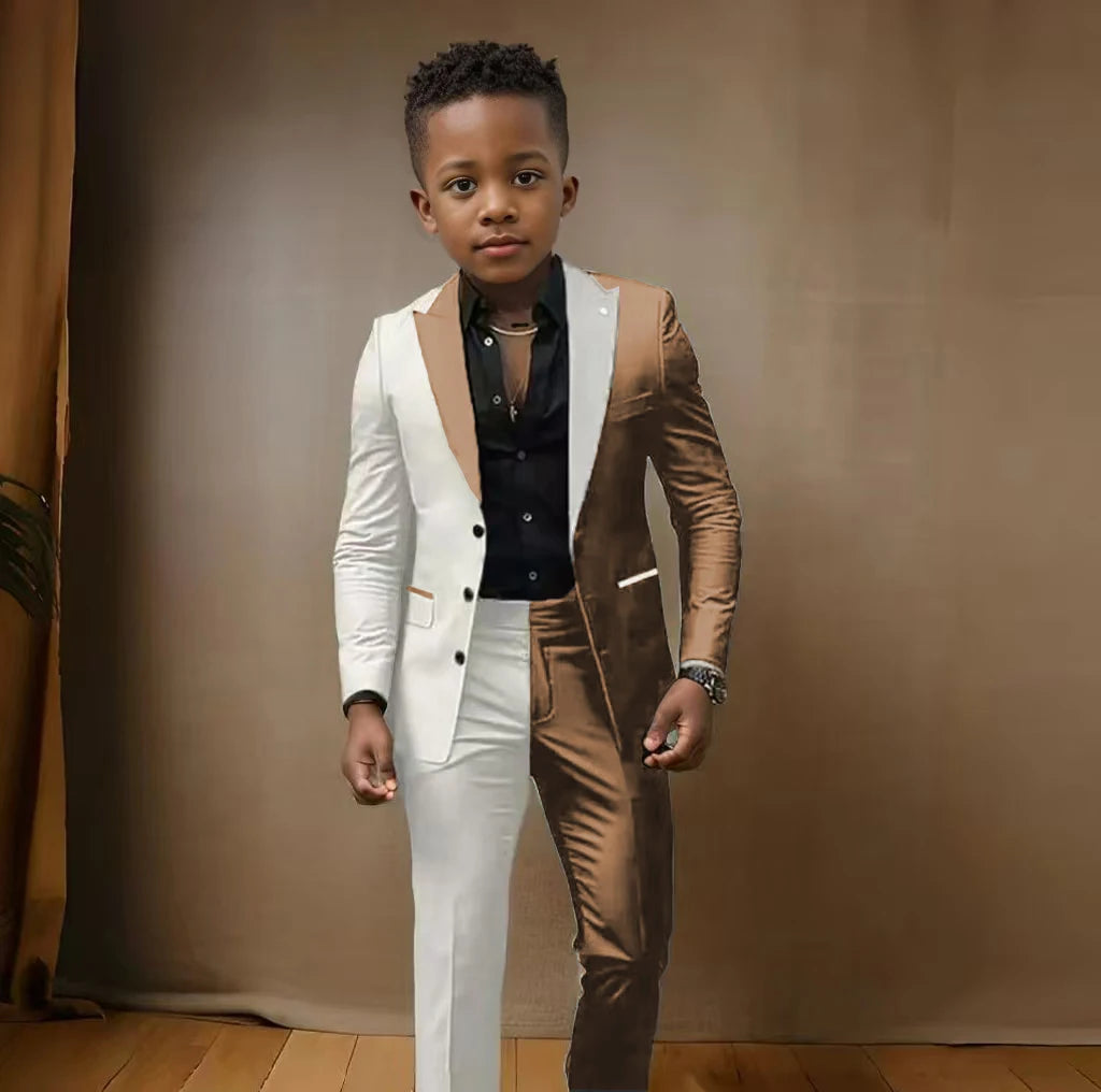 Boy's blazer and pant suit set for ages 3-16, slim fit casual or wedding outfit, ideal for birthdays and stage performances.