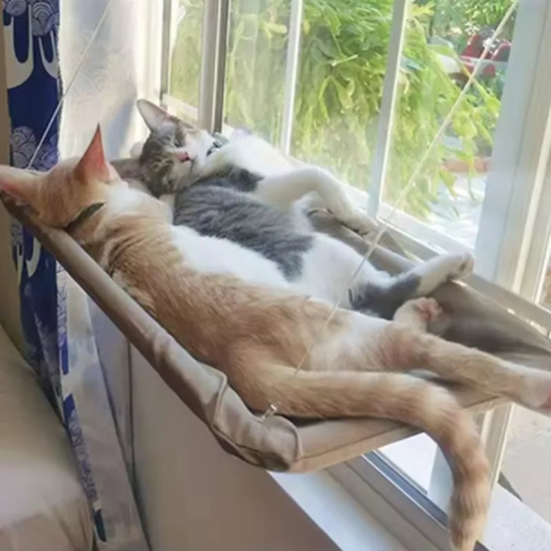 Showlu Cat Window Hammock hanging bed with breathable fabric, designed for cats up to 20kg, providing a cozy resting spot by the window.