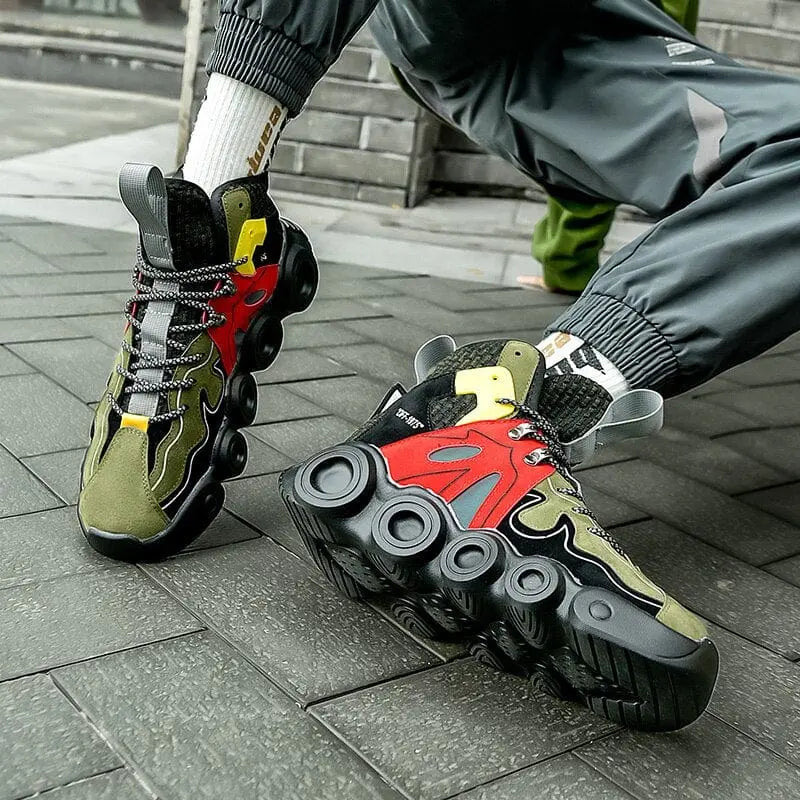 Lexsan men's breathable mesh running sneakers with casual lace-up design, showcasing stylish athletic footwear for men.