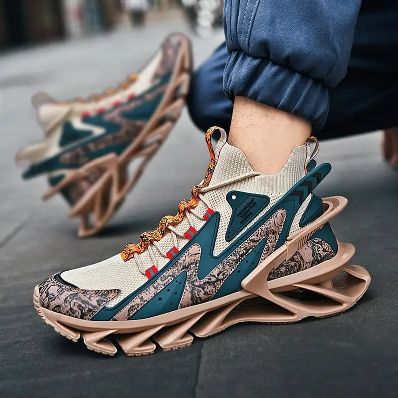 Men's Lexsan breathable mesh running shoes with casual lace-up design, lightweight trainers for comfortable active wear.