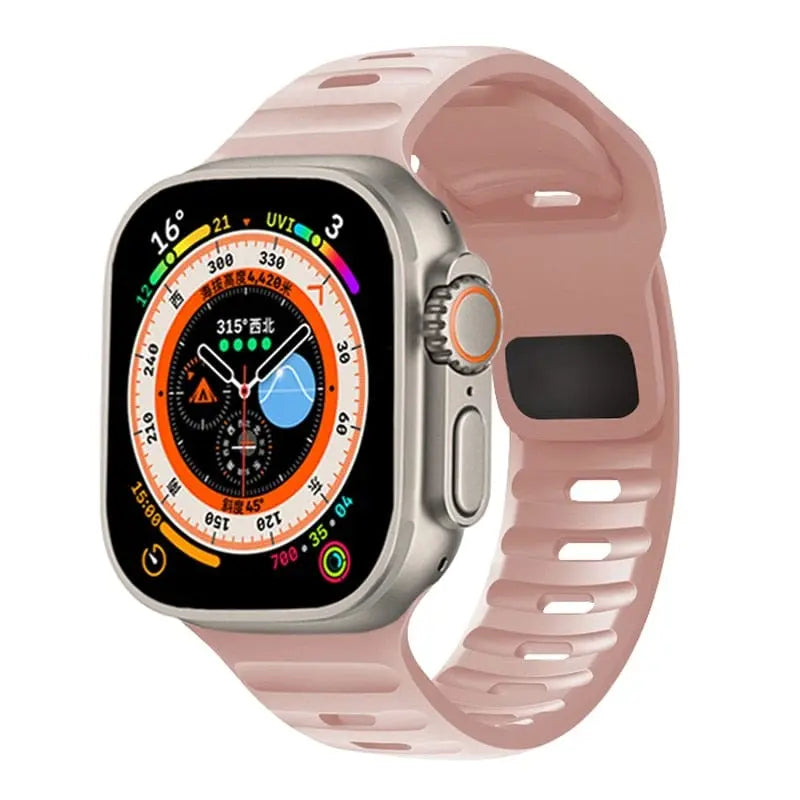 I LOVE LUO silicone sport band for Apple Watch Ultra and Series models, black strap with adjustable fit for 38mm to 49mm watches.