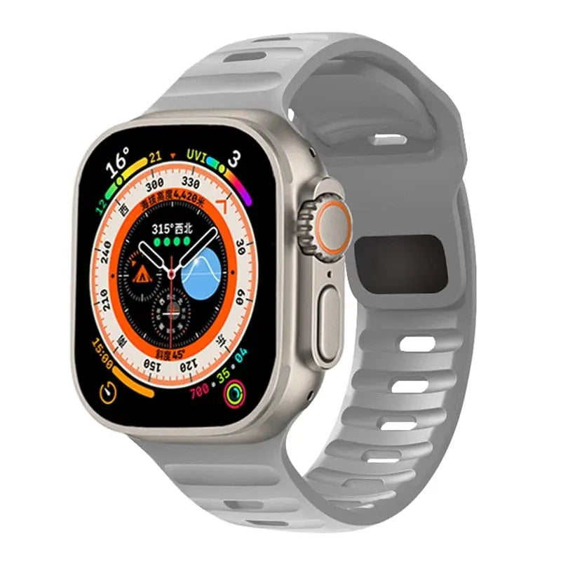 I LOVE LUO silicone sport band for Apple Watch Ultra and Series 7/8, 45mm, 49mm, in vibrant color, flexible and comfortable.