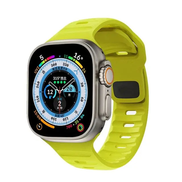 Showlu Fashion silicone sport band for Apple Watch Ultra 8 7 SE 49mm and 45mm, durable strap for Apple Watch Series and SE models.