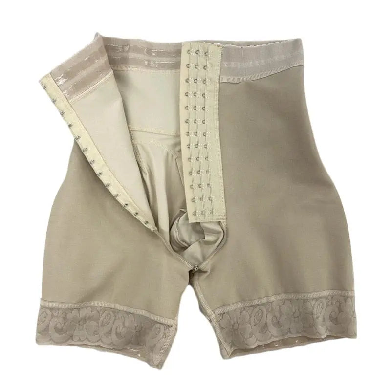 Showlu Store Nation lace butt lifter fajas colombianas with 3-hook waist trainer, designed to shape and lift the hips and waist.