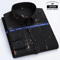 Showlu men's slim fit long sleeve plaid shirt with non-iron fabric, suitable for smart casual and business wear in spring and autumn.
