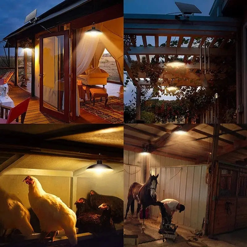 Super-cheese Solar Pendant Light by Showlu Fashion Store, waterproof double-head LED lamp with remote control for outdoor and indoor use.