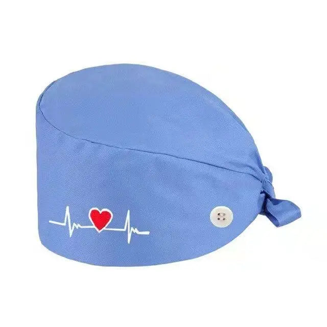 Showlu Fashion Store Free / sky blue Solid Color Satin Embroidered Hat For Long Short Hair Vets Nurse Doctor Surgical Scrub Caps