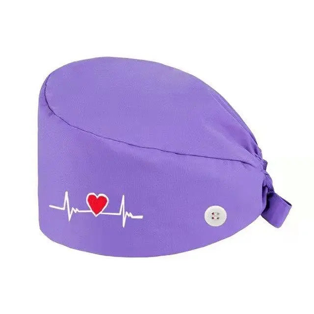 Solid-colored satin surgical scrub cap with embroidered design, ideal for nurses, doctors, and medical professionals.
