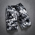 Showlu men's plus size tie-dye cotton shorts in loose fit, 10XL oversized sweatpants for overweight men, casual and comfortable style.