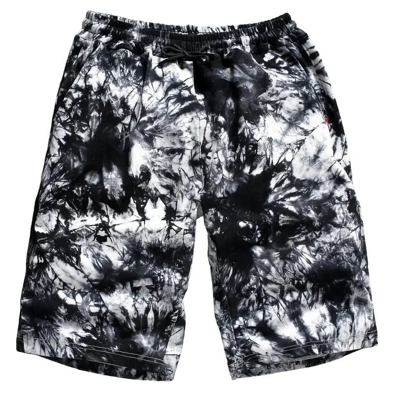 Showlu men's plus size tie-dye cotton shorts in loose fit, 10XL sweatpants for overweight men, casual and comfortable clothing