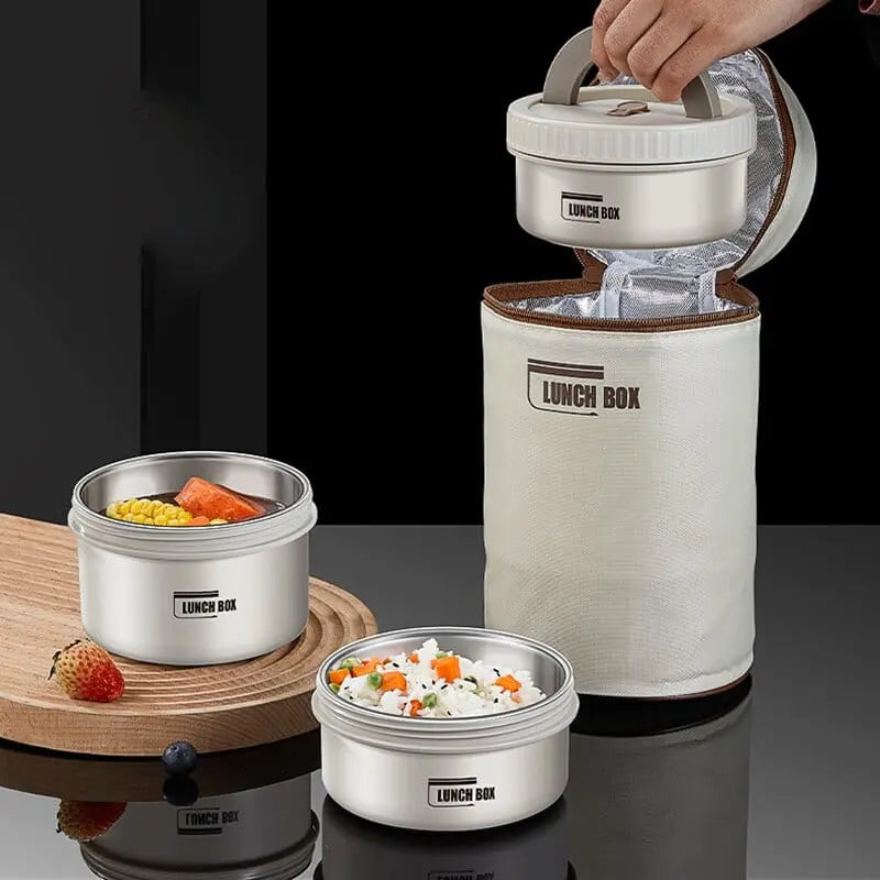 Stackable stainless steel bento lunch box by Showlu Fashion Store with insulated, leak-proof design for convenient meal storage.