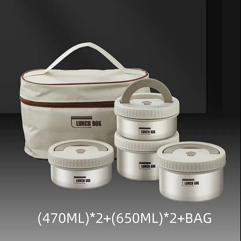 Stackable stainless steel bento lunch box by Showlu Fashion Store, insulated and leak-proof for convenient meal storage