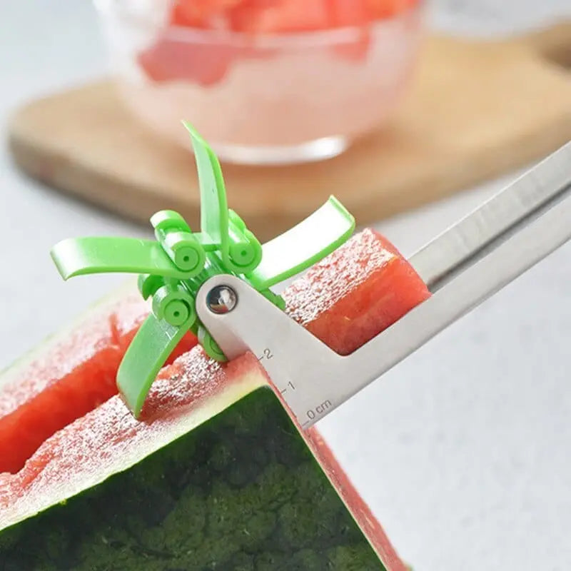 Showlu stainless steel watermelon slicer with windmill shape design, a convenient fruit cutter and salad prep tool.