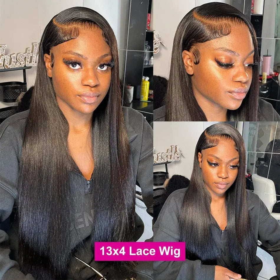 Anel Demosthene Straight HD Lace Front Wig in Brazilian human hair, 30-32 inches, pre-plucked, suitable for black women.