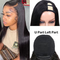 Showlu Store Brazilian straight U part wig with 180% density, natural human hair, glueless, middle U shape for women.