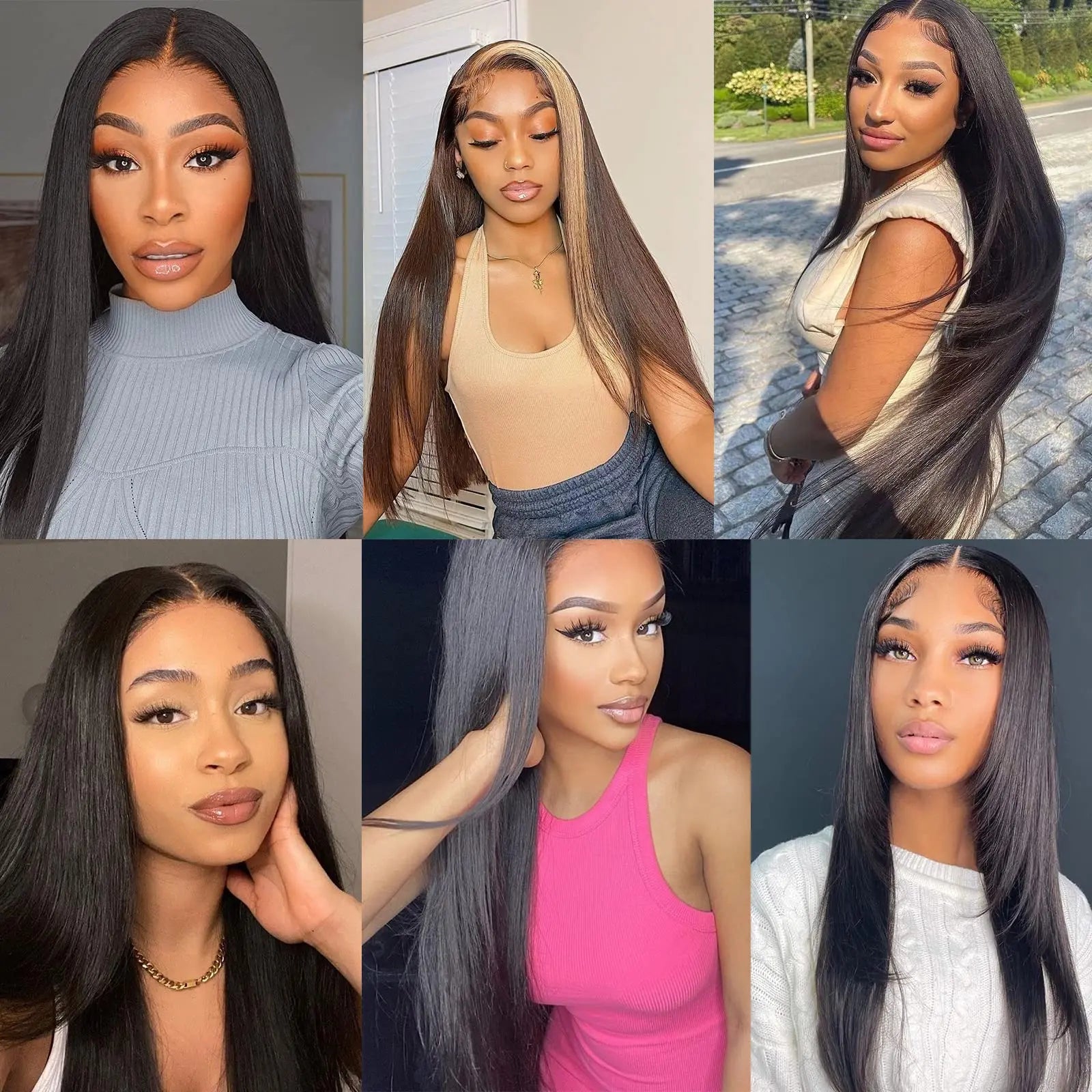 Showlu Store Brazilian straight human hair U part wig with 180% density, glueless middle U shape, and natural straight hair style.