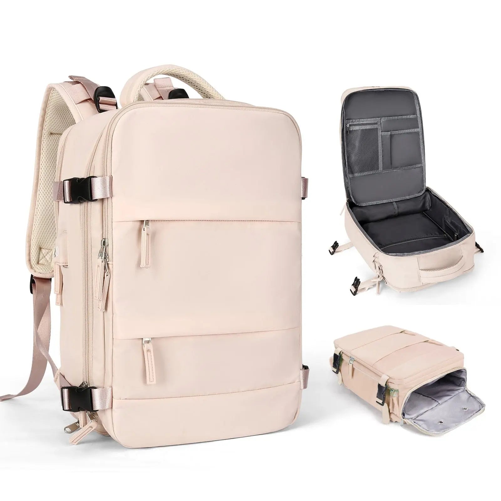 Showlu TSA-approved travel backpack for women with 15-inch laptop compartment, stylish design, and multiple pockets.