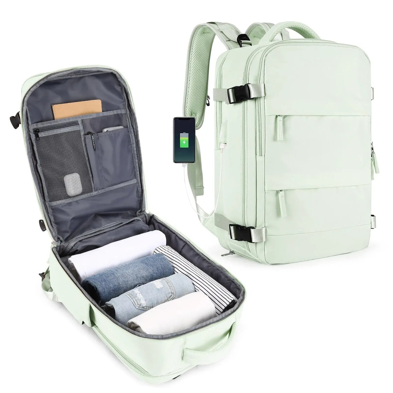 Showlu TSA-approved travel backpack for women with 15-inch laptop compartment, stylish design, and multiple storage pockets.