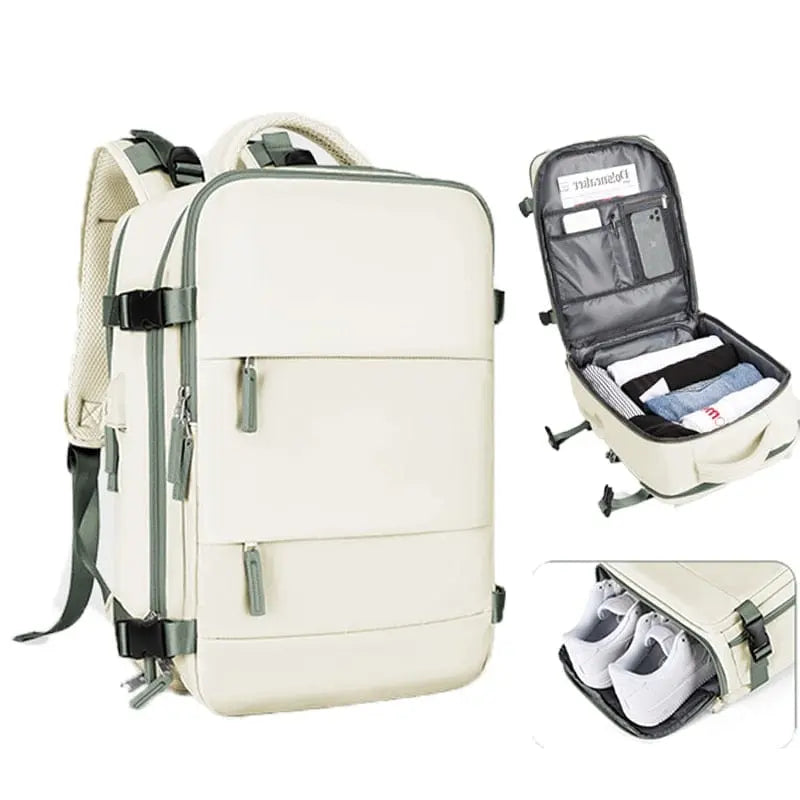 Showlu TSA-approved travel backpack for women with a 15-inch laptop compartment, stylish design, and multiple storage pockets.