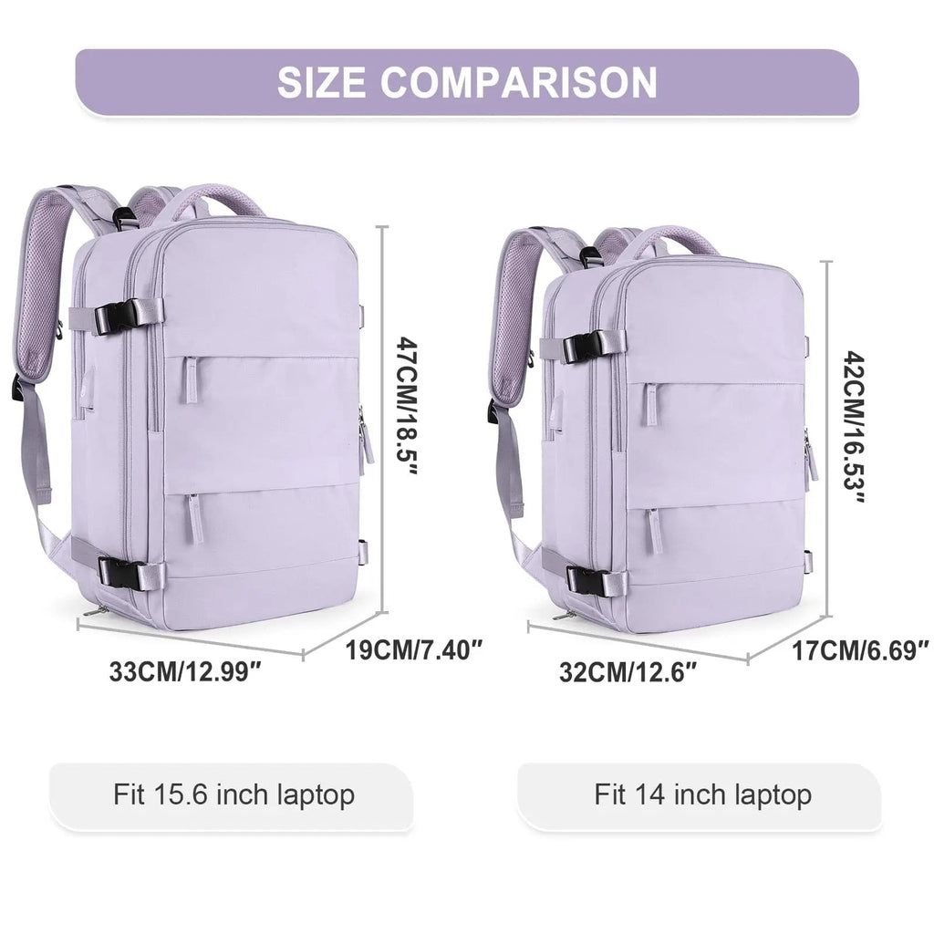 Showlu TSA-approved travel backpack for women with a 15-inch laptop compartment, stylish design, and multiple storage pockets.