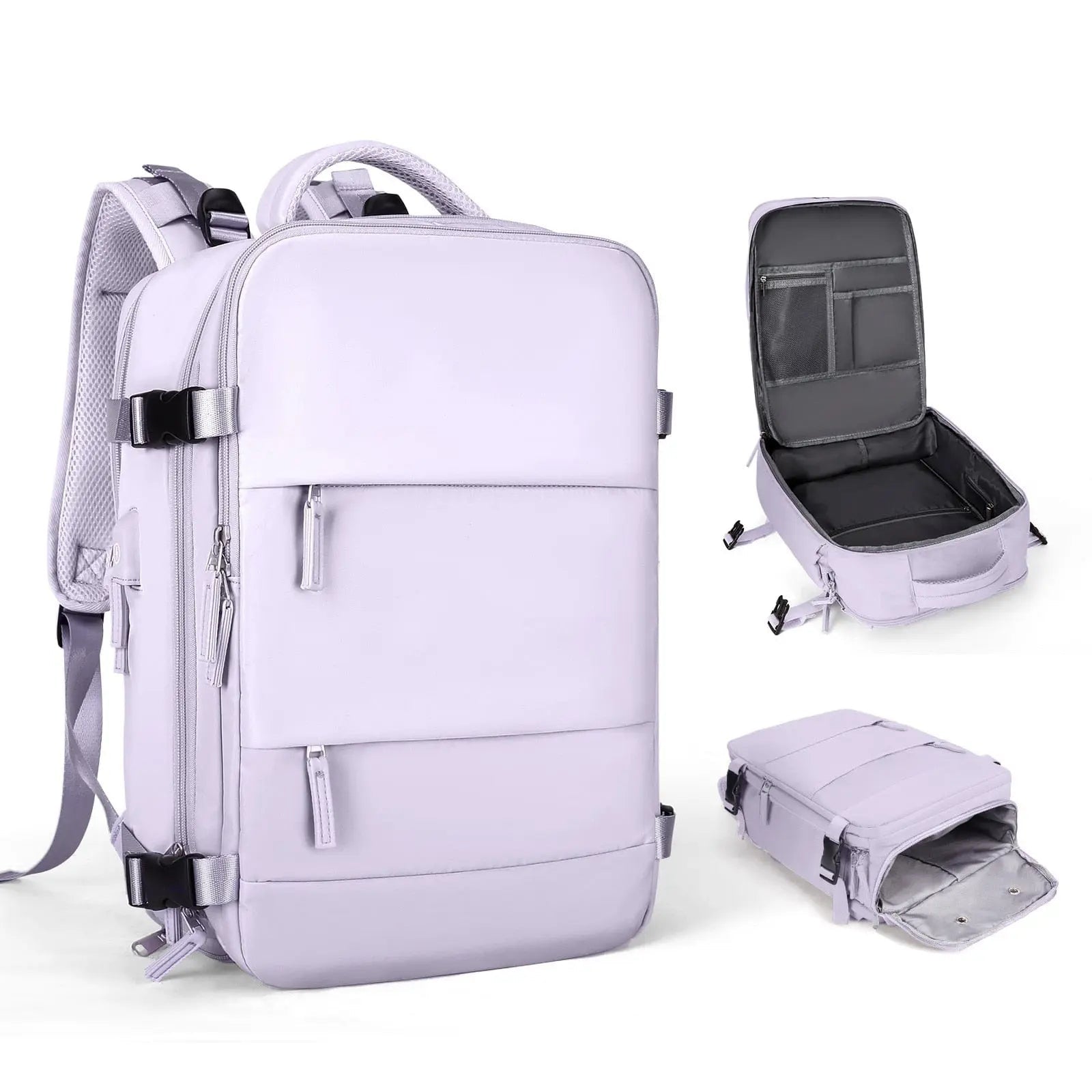 Showlu TSA-approved travel backpack for women with 15-inch laptop compartment, stylish design, and multiple storage pockets.