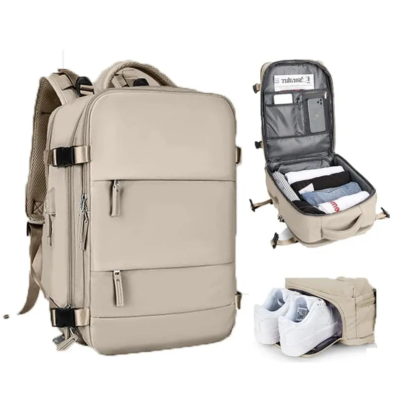Stylish Showlu TSA-approved travel backpack for women with a 15-inch laptop compartment and multiple organizational pockets.