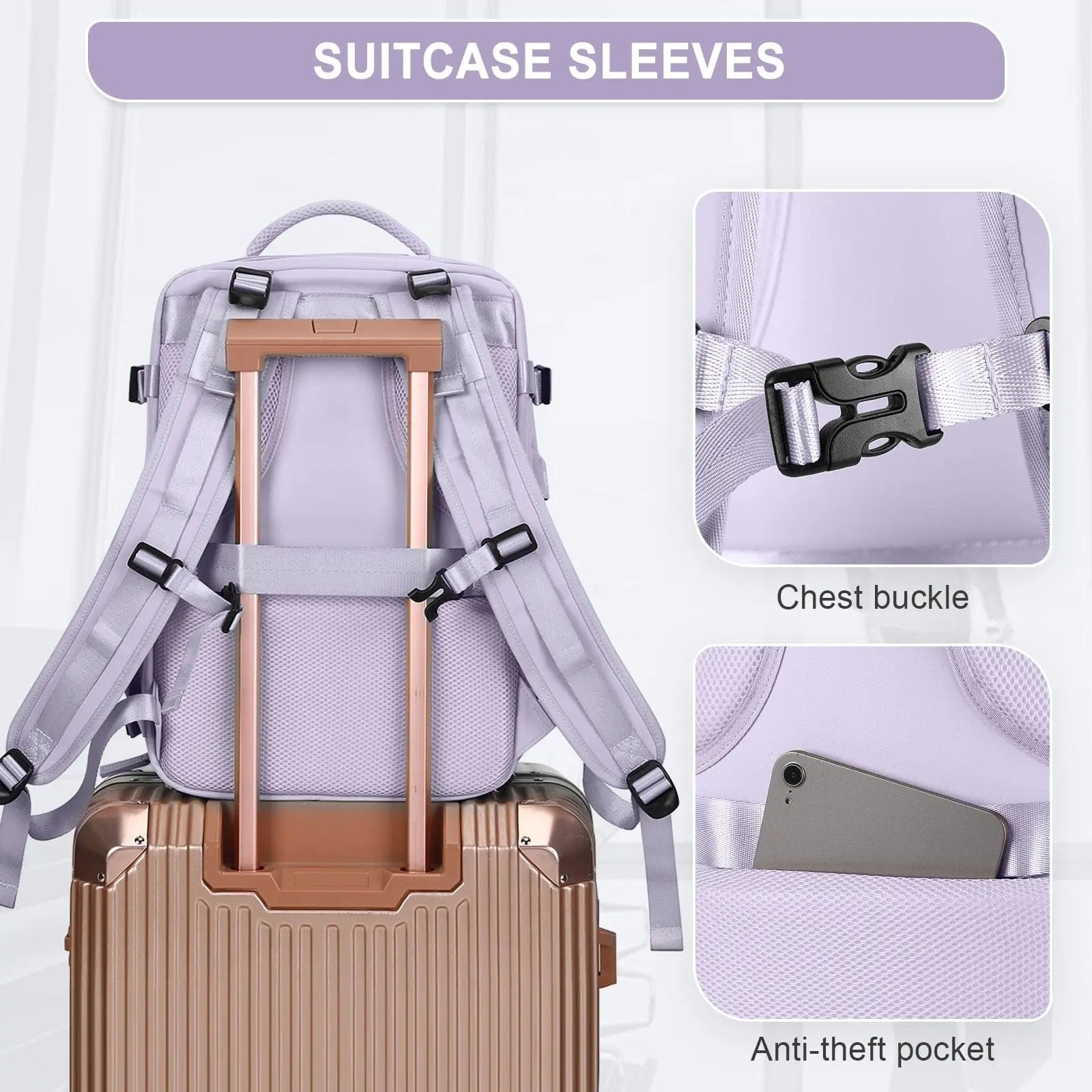 Showlu TSA-approved travel backpack for women with 15-inch laptop compartment, stylish design, and multiple storage pockets.