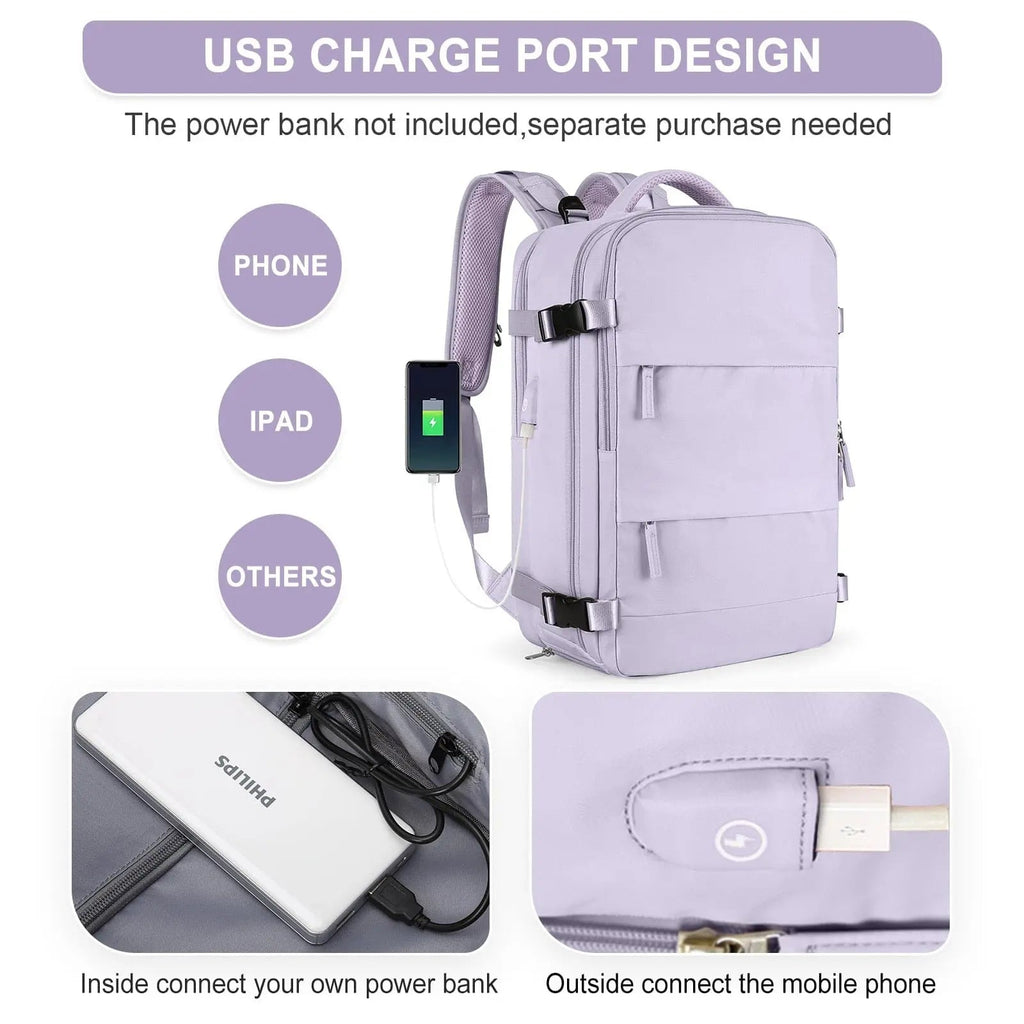 Stylish Showlu TSA-approved travel backpack for women with 15-inch laptop compartment and ergonomic design.
