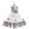 Girls' floral embroidery princess party dress by Showlu Fashion for ages 3-8, perfect for summer birthdays and formal occasions.