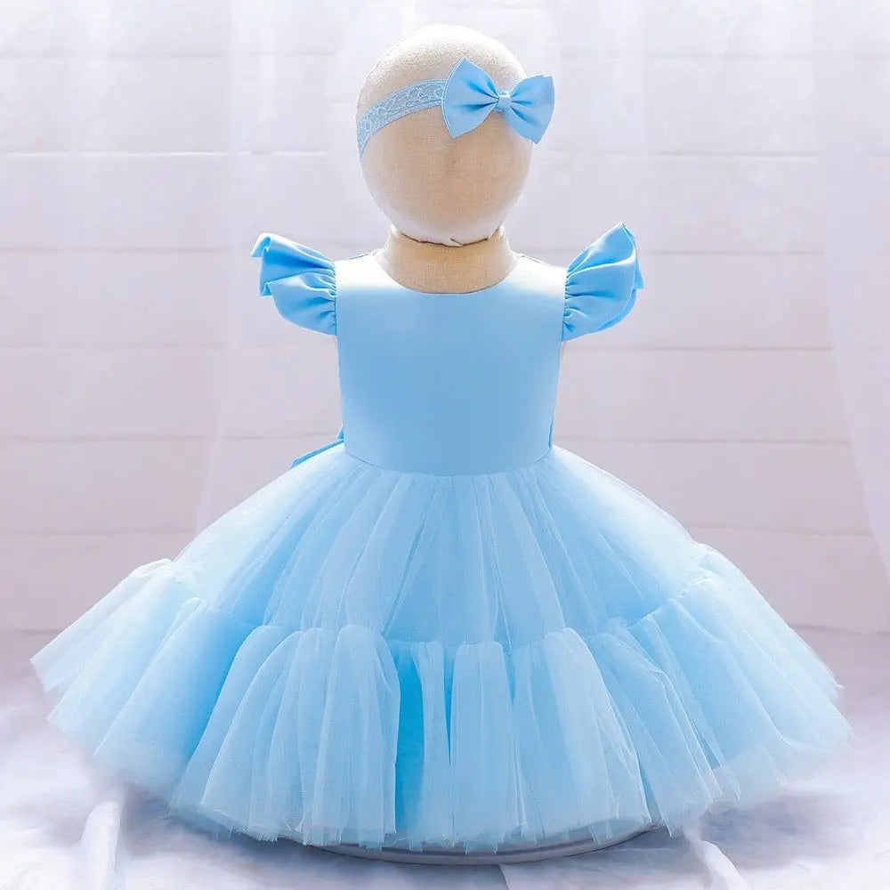 Miqiaikids baby girl princess party dress by Showlu Fashion Store, cotton ball gown for birthdays, weddings, and special occasions.