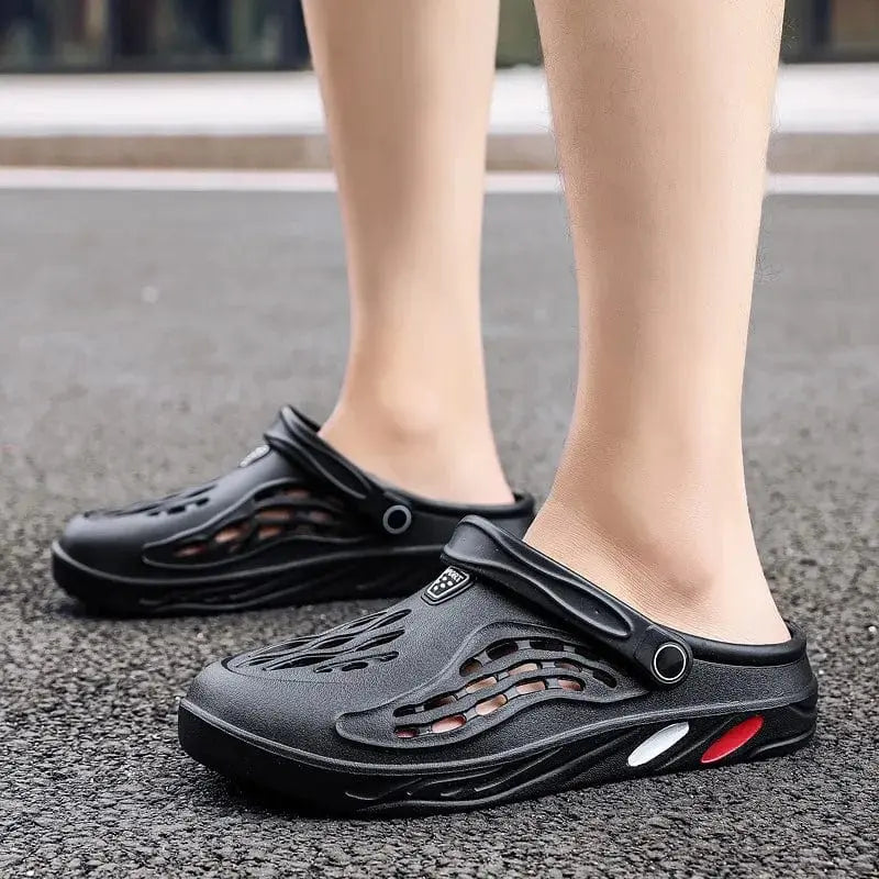 Men's lightweight EVA clogs from Showlu Fashion Store, casual outdoor garden sandals with open holes, slip-on design, and flat sole.