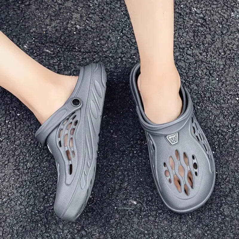 Men's lightweight EVA clogs by Showlu Fashion Store, casual outdoor garden sandals with breathable holes and flat design for summer wear.