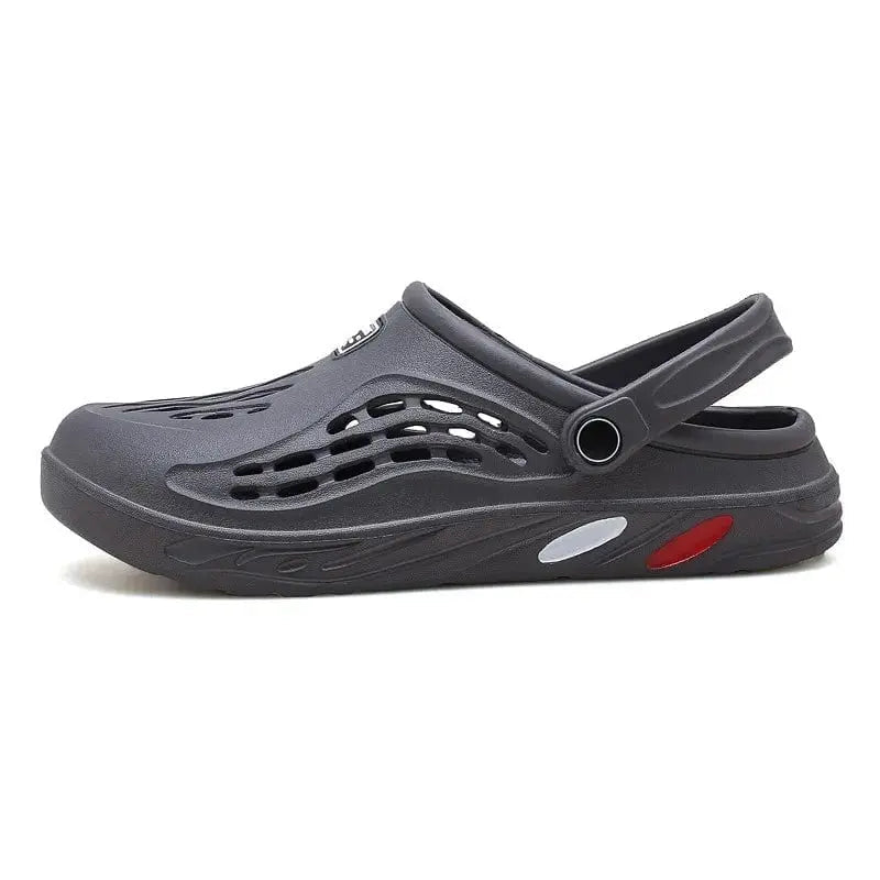 Lightweight men's EVA clogs by Showlu Fashion Store, casual outdoor garden sandals, with holes, flat design, suitable for beach and home use.