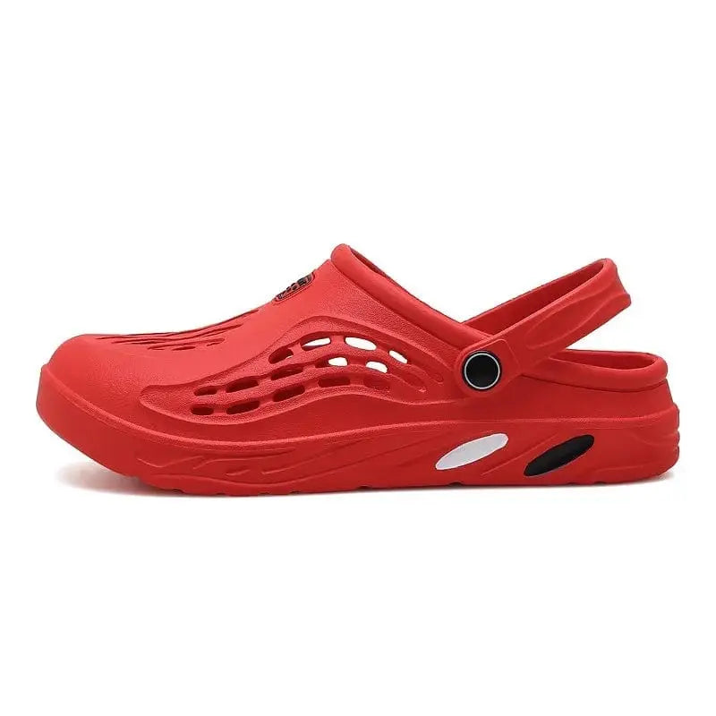 Men's lightweight EVA clogs by Showlu Fashion Store, casual outdoor garden sandals with open holes, flat design, suitable for beach and home.