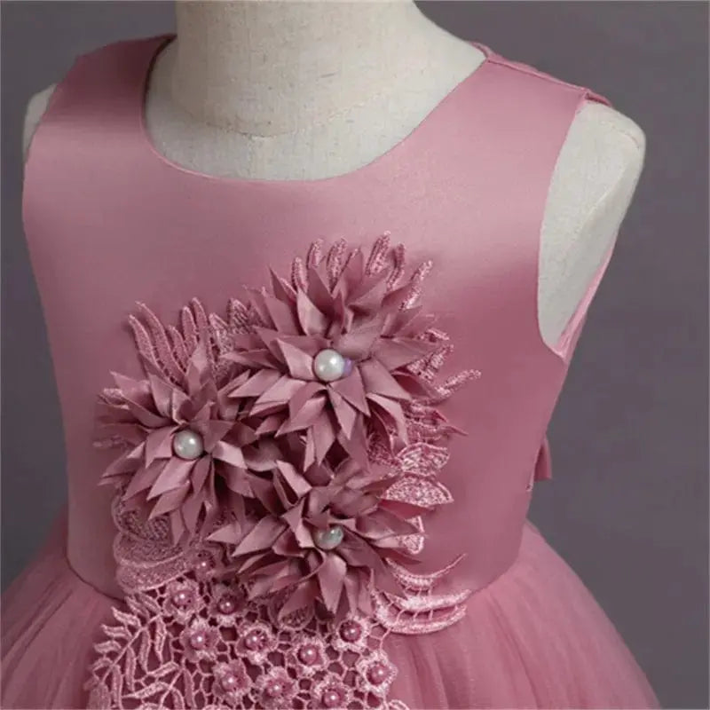 Girls floral tulle ball gown by Showlu Fashion for formal weddings, princess pageants, and special evening occasions.