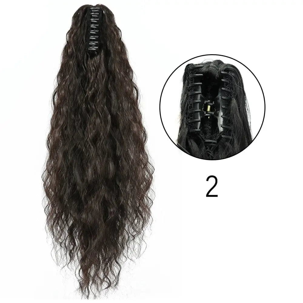 Showlu Fashion Store MERISIHAIR 24-inch long straight claw clip-in ponytail hair extensions, heat-resistant synthetic hair for women.