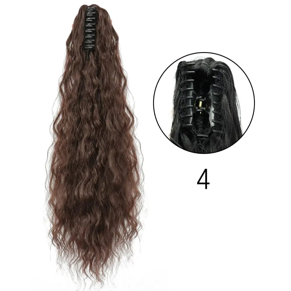 Long straight synthetic claw clip-in ponytail hair extension from Showlu Fashion Store, 24 inches, heat-resistant for women’s daily or party wear.