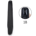 Long straight synthetic claw clip-in ponytail hair extension from Showlu Fashion Store, 24 inches, heat resistant, for women.