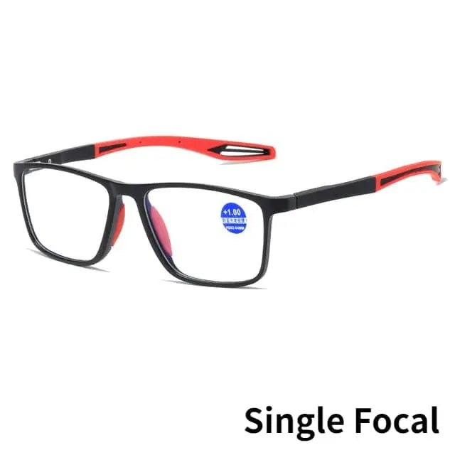 Showlu Fashion Store SUDOLE TR90 progressive multifocal reading glasses with anti-blue light coating, lightweight near and far vision eyewear.