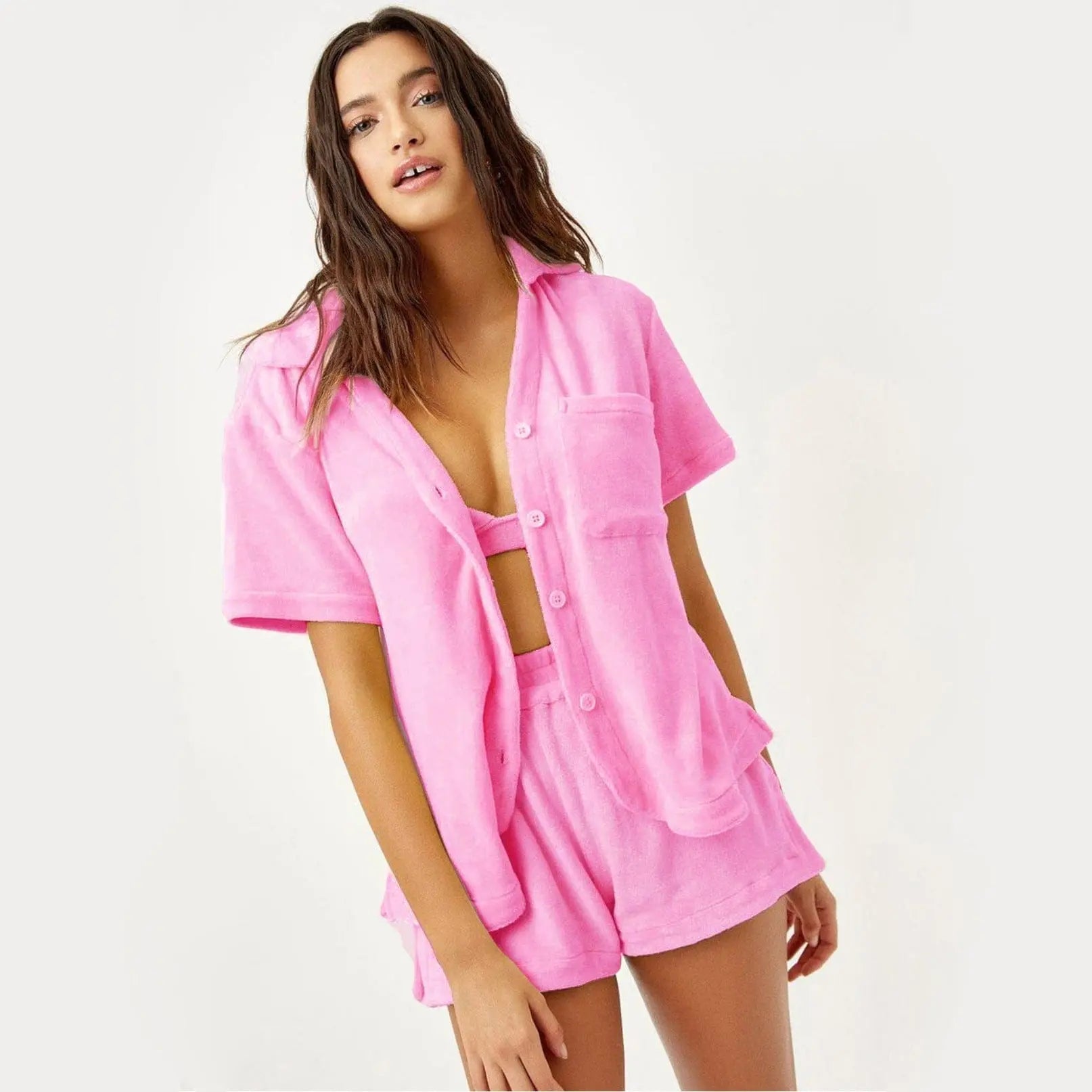Kangnian women's thick coral fleece pajamas set from Showlu Fashion Store, featuring warm, loose flannel loungewear for cozy comfort.