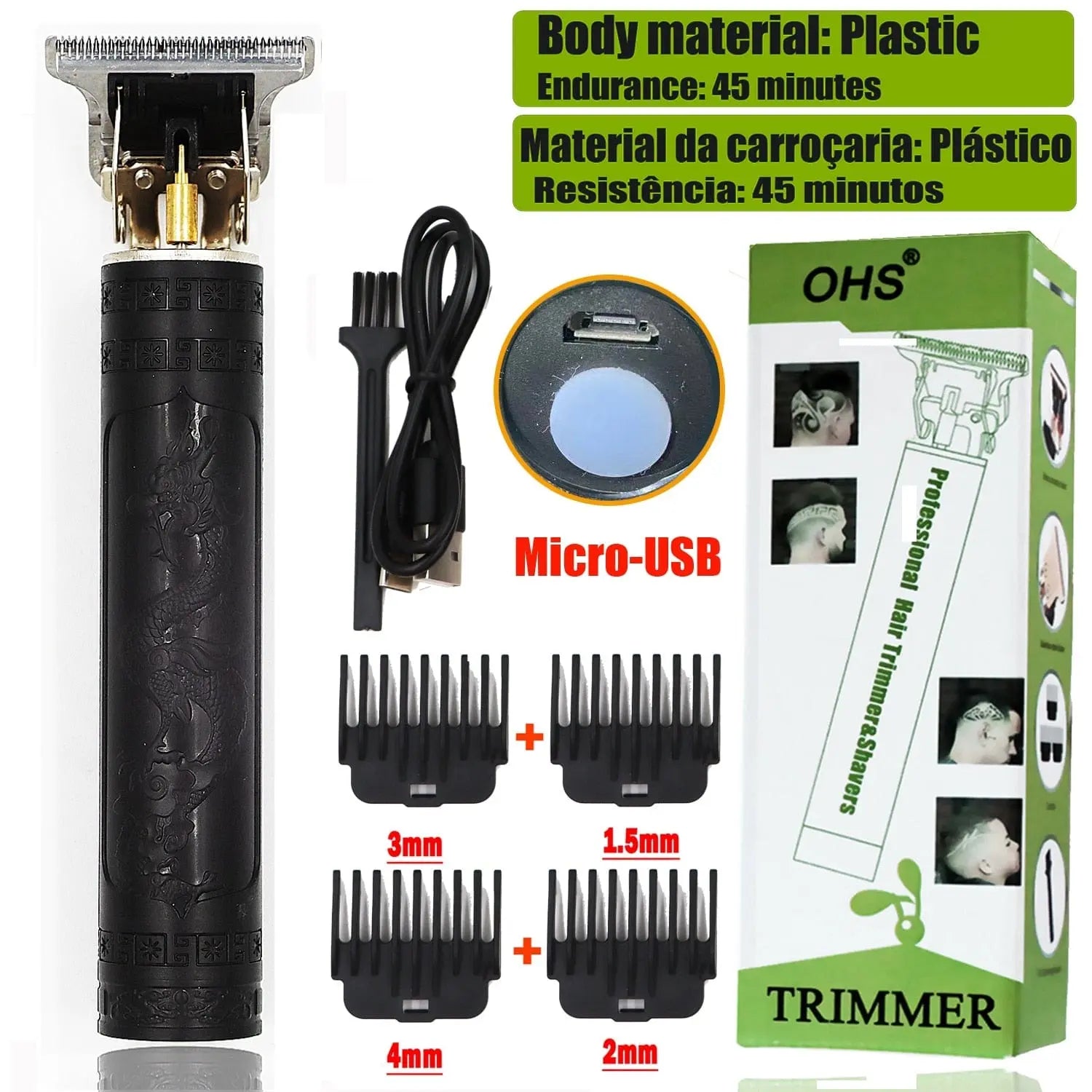 Vintage OHS Dragon T9 cordless hair clipper and trimmer for men, professional electric shaver and hair-cutting machine.